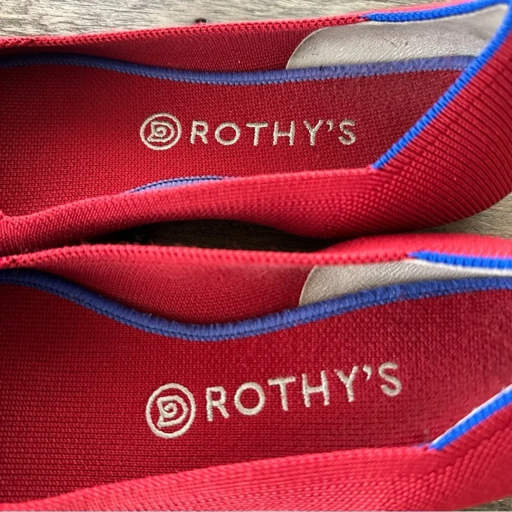 Rothy’s size 9.5 Red The Point Flats Shoes‎ Pointy Toe Slip Ons Work Career